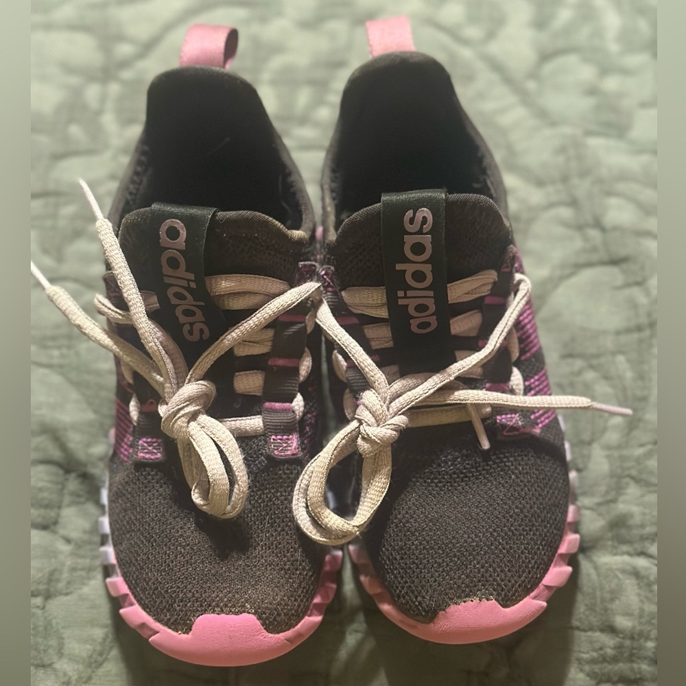 Adidas Kids' Black and Pink Athletic Sneakers